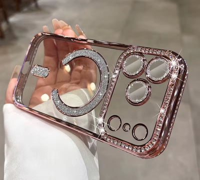 Husa iPhone 17 Pro, MagSafe, Luxury Cristal cu Margini Colorate
