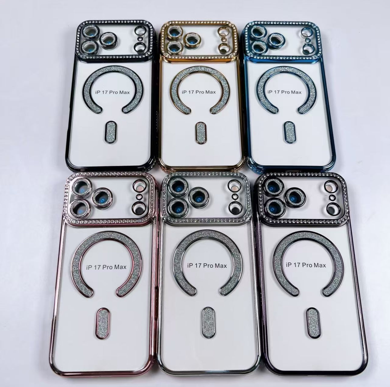 Husa iPhone 17 Pro Max, MagSafe, Luxury Cristal cu Margini Colorate
