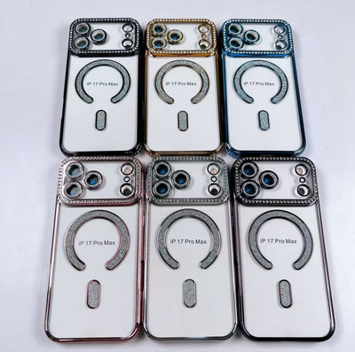 Husa iPhone 17 Pro Max, MagSafe, Luxury Cristal cu Margini Colorate