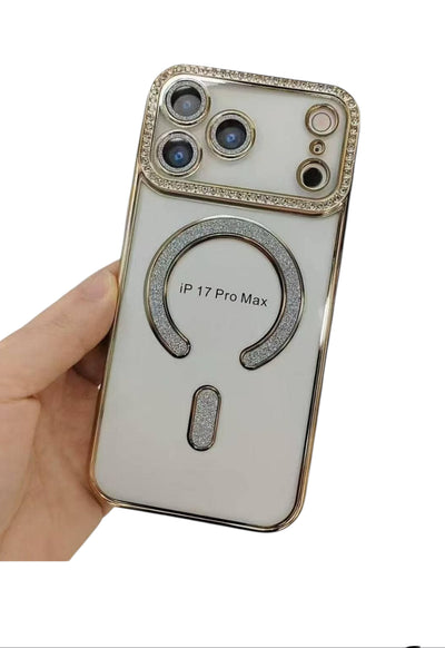 Husa iPhone 17 Pro Max, MagSafe, Luxury Cristal cu Margini Colorate
