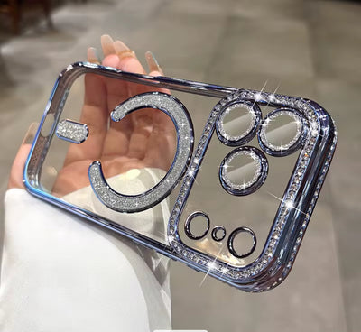 Husa iPhone 17 Pro, MagSafe, Luxury Cristal cu Margini Colorate