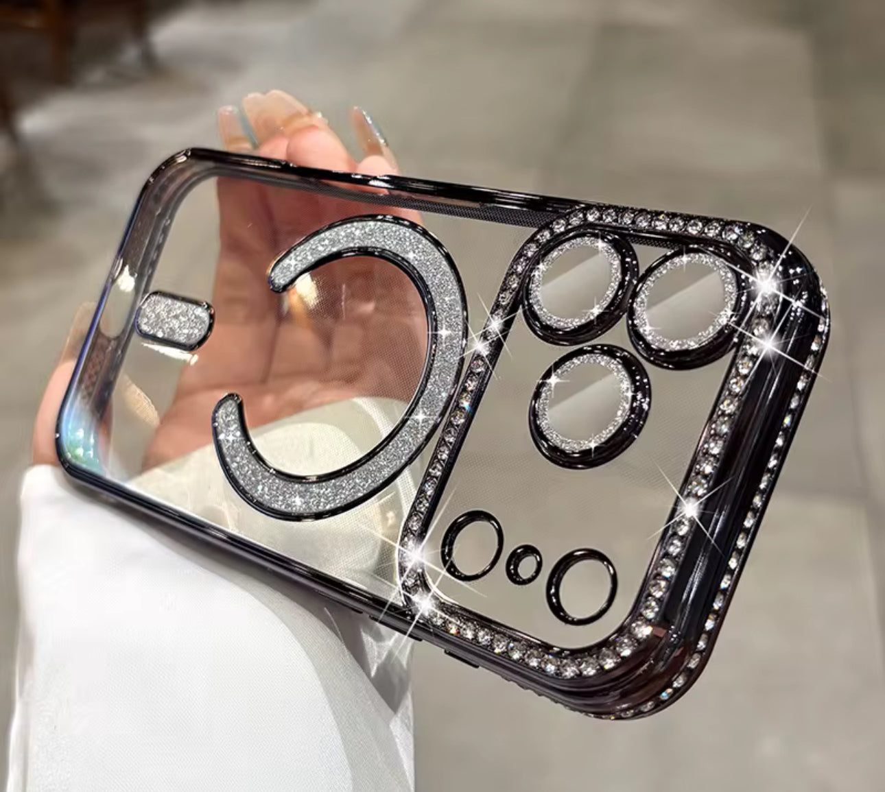 Husa iPhone 17 Pro, MagSafe, Luxury Cristal cu Margini Colorate