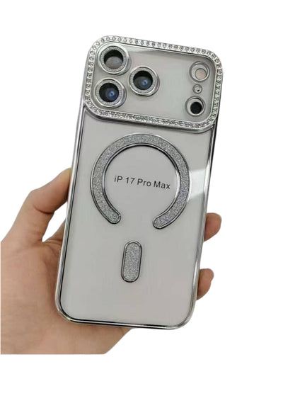 Husa iPhone 17 Pro Max, MagSafe, Luxury Cristal cu Margini Colorate