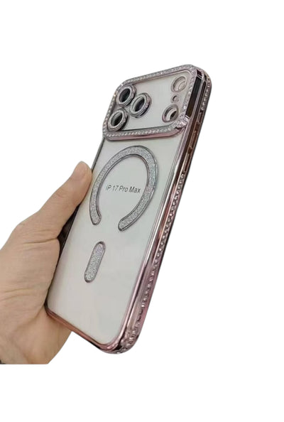 Husa iPhone 17 Pro Max, MagSafe, Luxury Cristal cu Margini Colorate