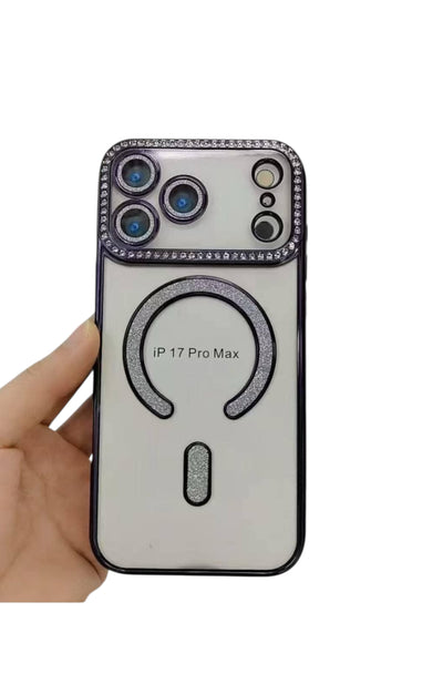 Husa iPhone 17 Pro Max, MagSafe, Luxury Cristal cu Margini Colorate