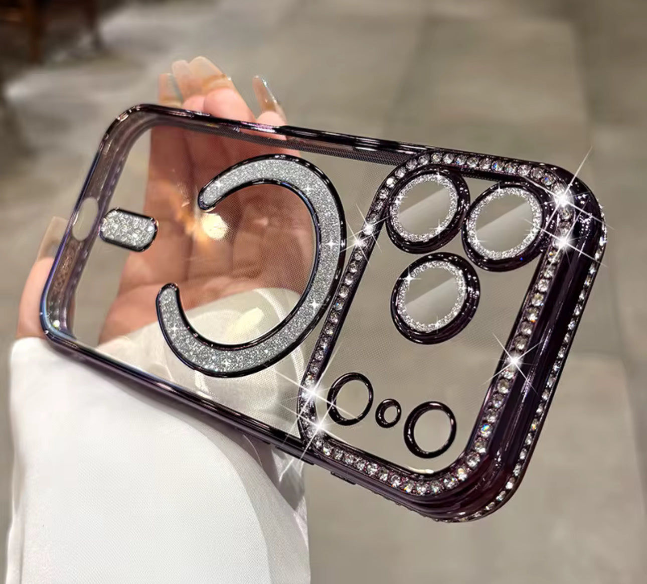 Husa iPhone 17 Pro, MagSafe, Luxury Cristal cu Margini Colorate