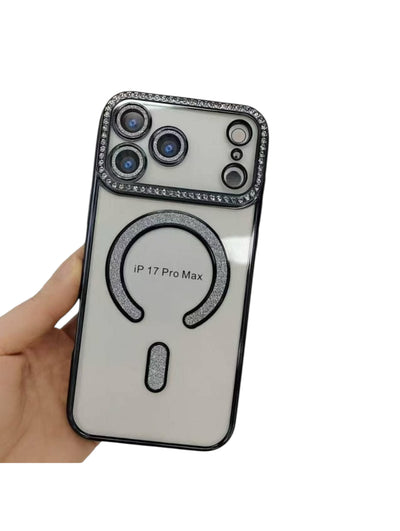 Husa iPhone 17 Pro Max, MagSafe, Luxury Cristal cu Margini Colorate