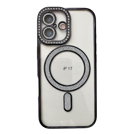 Husa iPhone 17, MagSafe, Luxury Cristal cu Margini Colorate