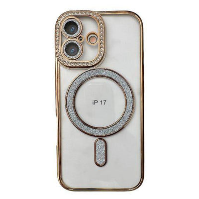 Husa iPhone 17, MagSafe, Luxury Cristal cu Margini Colorate
