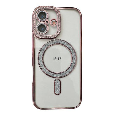 Husa iPhone 17, MagSafe, Luxury Cristal cu Margini Colorate