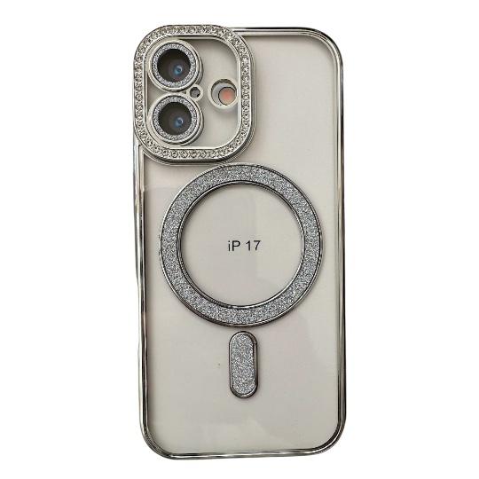 Husa iPhone 17, MagSafe, Luxury Cristal cu Margini Colorate