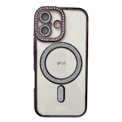 Husa iPhone 17, MagSafe, Luxury Cristal cu Margini Colorate