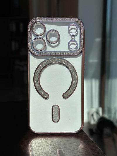 Husa iPhone 17 Pro, MagSafe, Luxury Cristal cu Margini Colorate