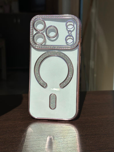 Husa iPhone 17 Pro, MagSafe, Luxury Cristal cu Margini Colorate