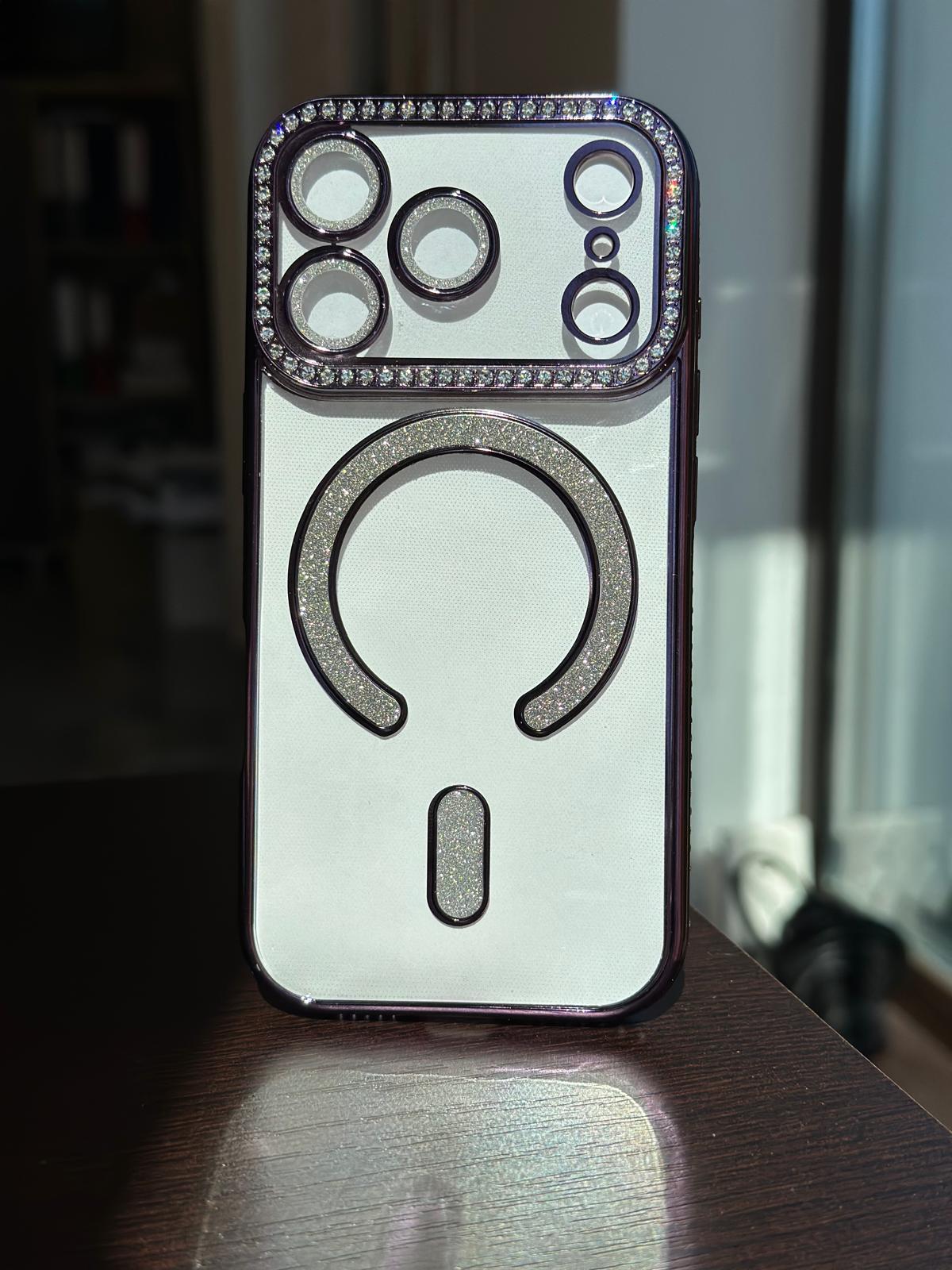 Husa iPhone 17 Pro, MagSafe, Luxury Cristal cu Margini Colorate