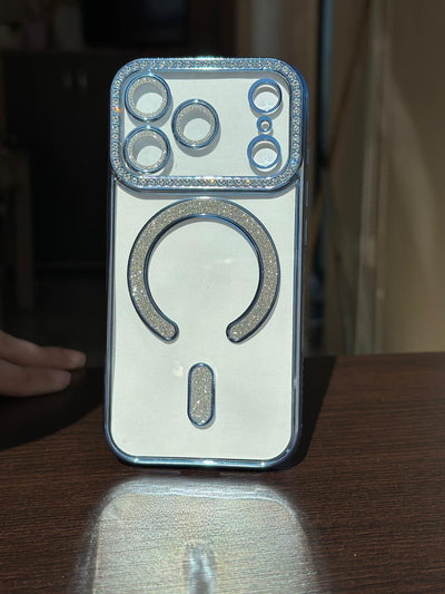 Husa iPhone 17 Pro, MagSafe, Luxury Cristal cu Margini Colorate