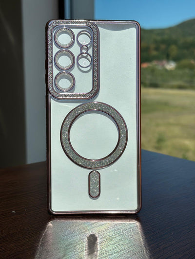 Husa Samsung Galaxy S25 Ultra, MagSafe, Luxury Cristal cu Margini Colorate