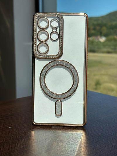 Husa Samsung Galaxy S25 Ultra, MagSafe, Luxury Cristal cu Margini Colorate