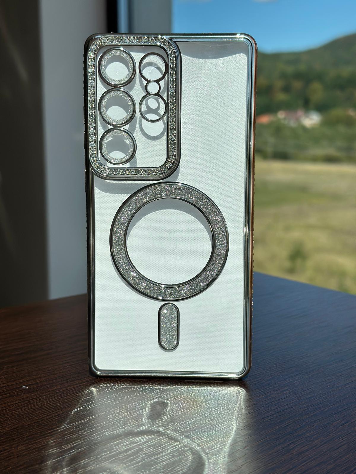 Husa Samsung Galaxy S25 Ultra, MagSafe, Luxury Cristal cu Margini Colorate