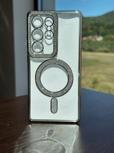 Husa Samsung Galaxy S25 Ultra, MagSafe, Luxury Cristal cu Margini Colorate