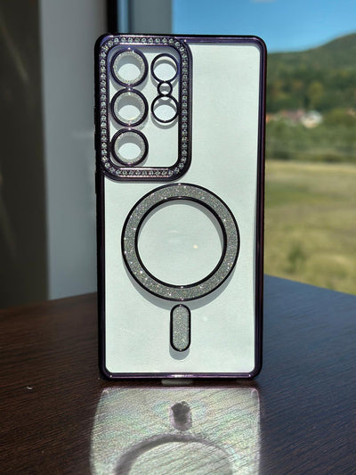 Husa Samsung Galaxy S25 Ultra, MagSafe, Luxury Cristal cu Margini Colorate