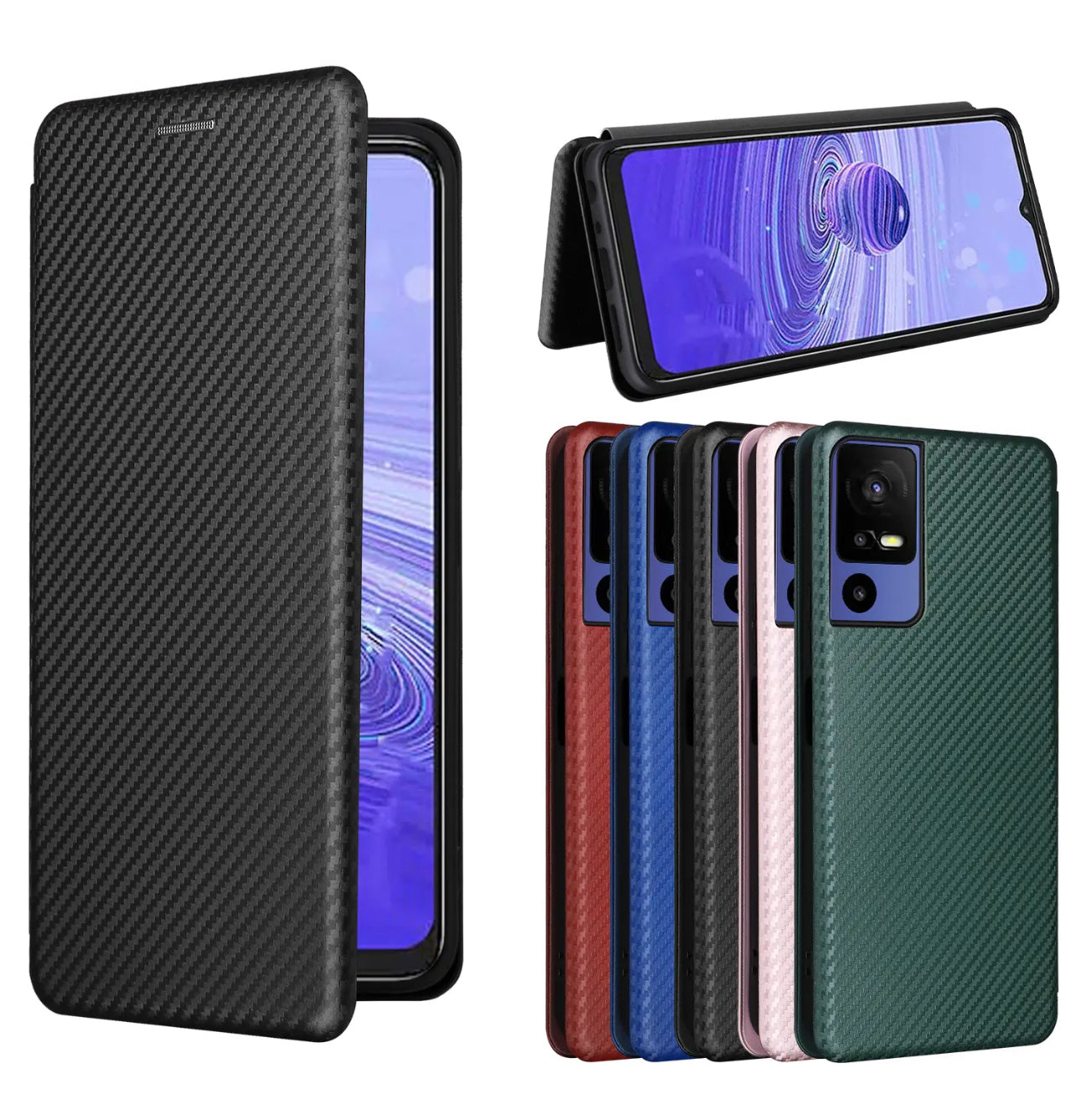 Husa Samsung A12, Albastru, Tip Carte, Carbon
