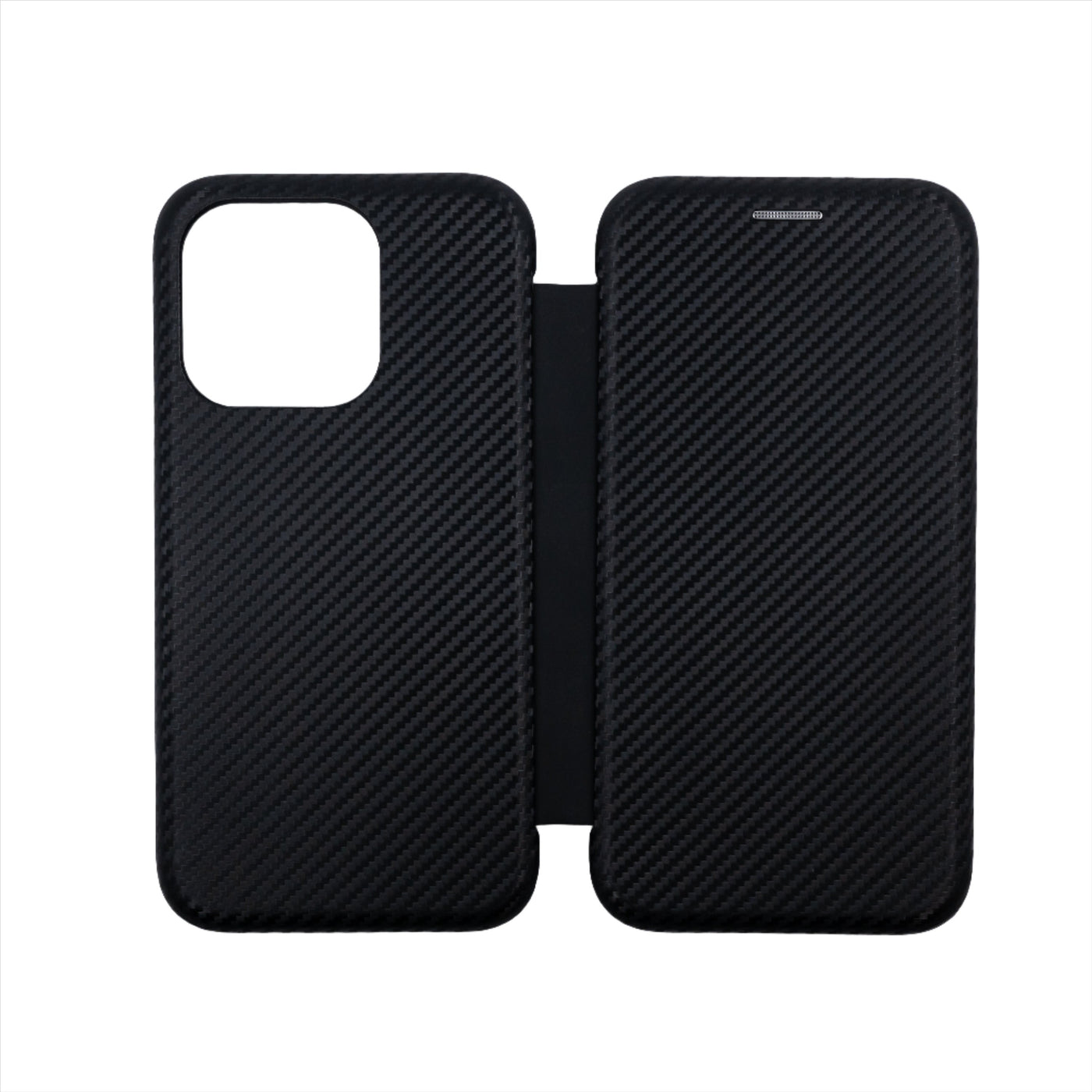 Husa iPhone 13 Pro, Negru, Tip Carte, Carbon