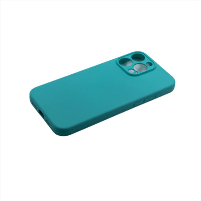 Husa iPhone 13 Pro Max, Turquoise, Silicon Soft, Interior Microfibra