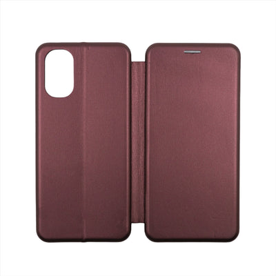 Husa Motorola G22, Visiniu, Tip Carte, Imitatie Piele