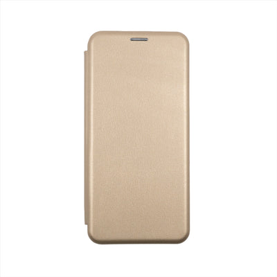 Husa Motorola E40, Auriu, Tip Carte, Imitatie Piele