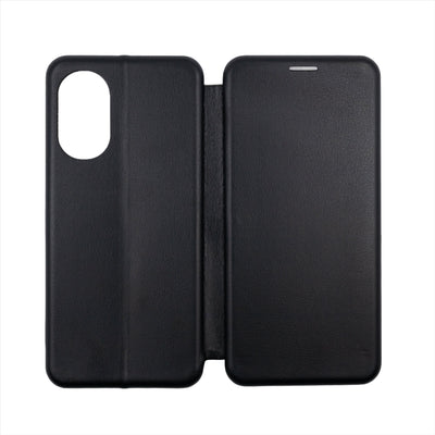 Husa Motorola E52, Negru, Tip Carte, Imitatie Piele