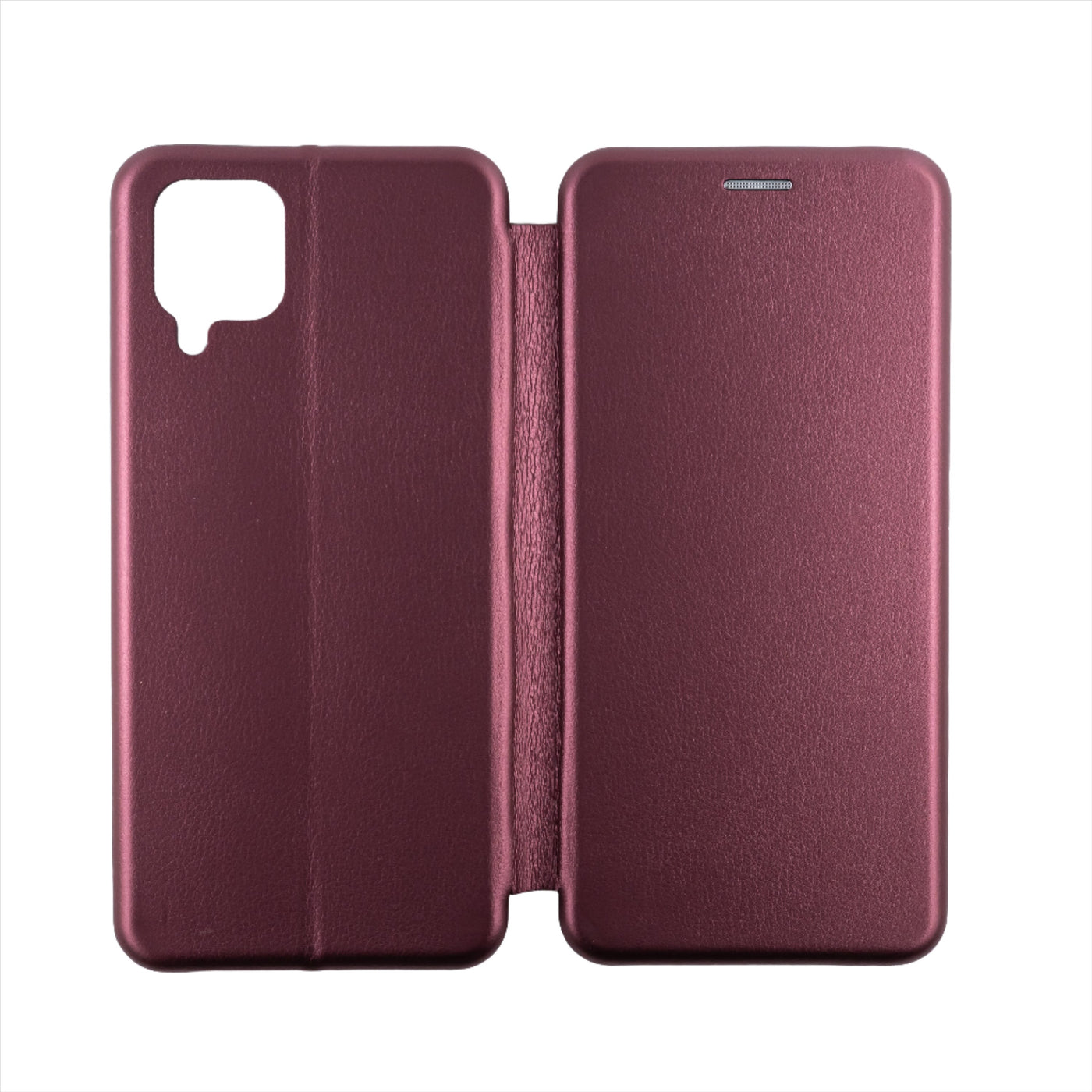 Husa Samsung A12, Visiniu, Tip Carte, Imitatie Piele