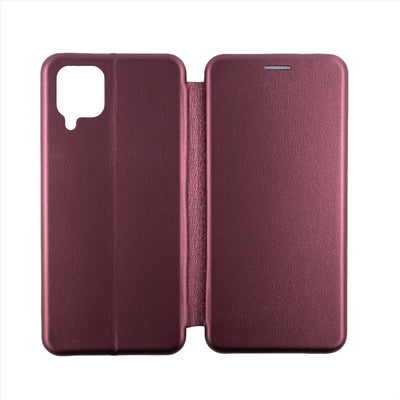 Husa Samsung A12, Visiniu, Tip Carte, Imitatie Piele