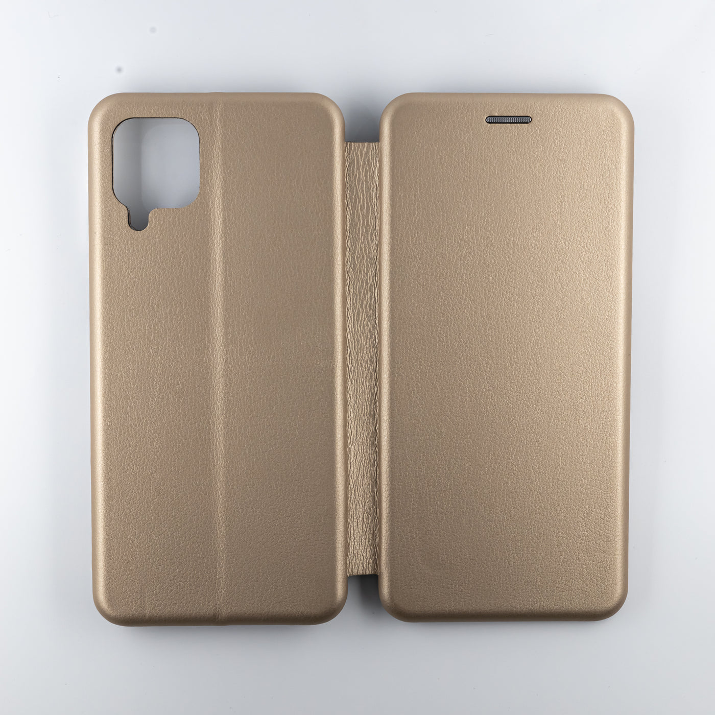 Husa Samsung A12, Auriu, Tip Carte, Imitatie Piele