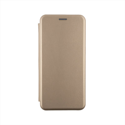 Husa Samsung A12, Auriu, Tip Carte, Imitatie Piele