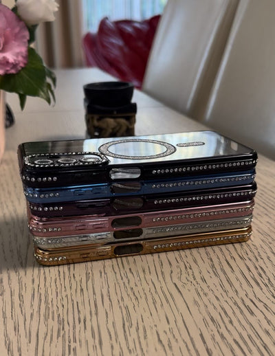 Husa Samsung Galaxy A15, MagSafe, Luxury Cristal cu Margini Colorate, Mov