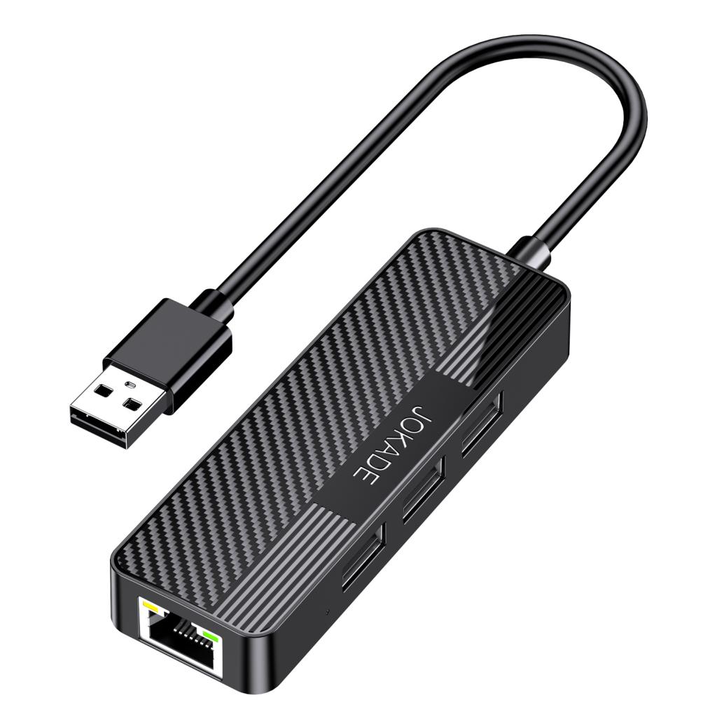 Adaptor Hub Jokade JC009-A 4 în 1 – USB-C la USB2.0 x3 + RJ45 (L=0,2M)
