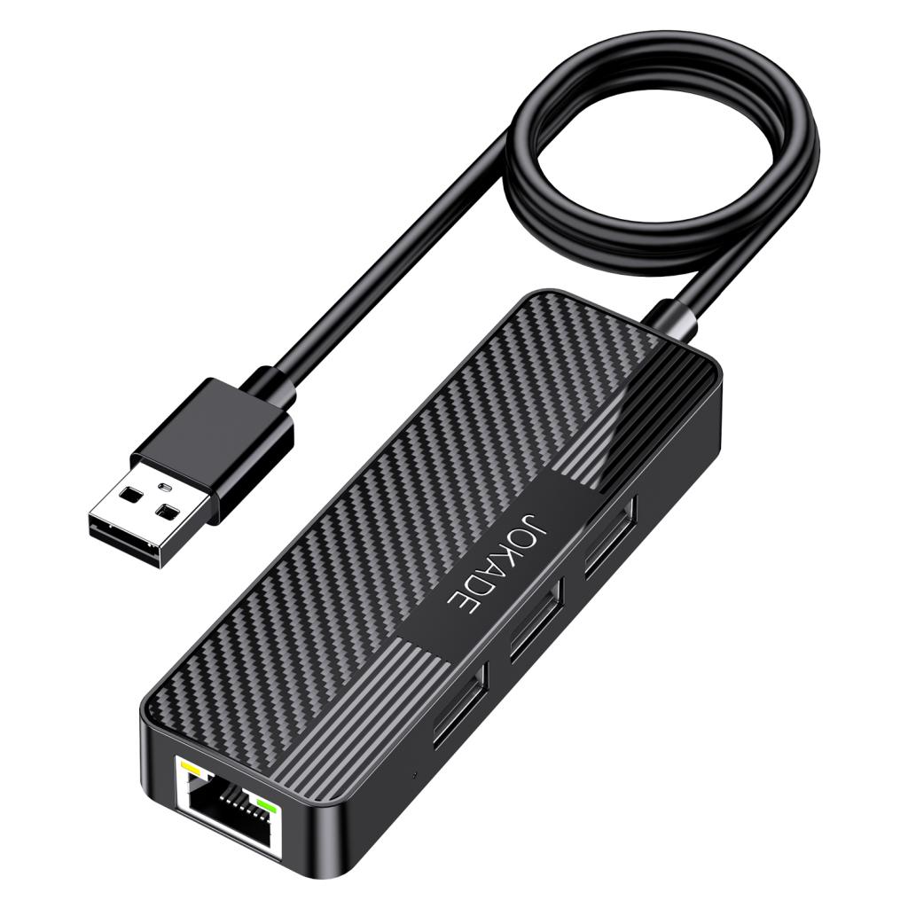 Adaptor Hub Jokade JC009-B 4 în 1 – USB-C la USB2.0 x3 + RJ45 (L=1,2M)