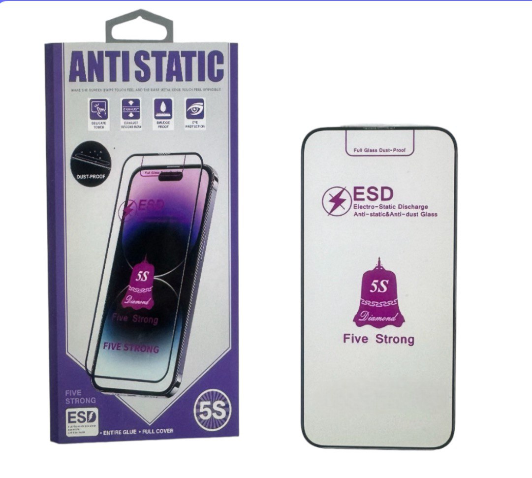 Folie De Sticla, ESD, Full Glue, Anti-Static, iPhone 15 Pro, Five Strong, Clear