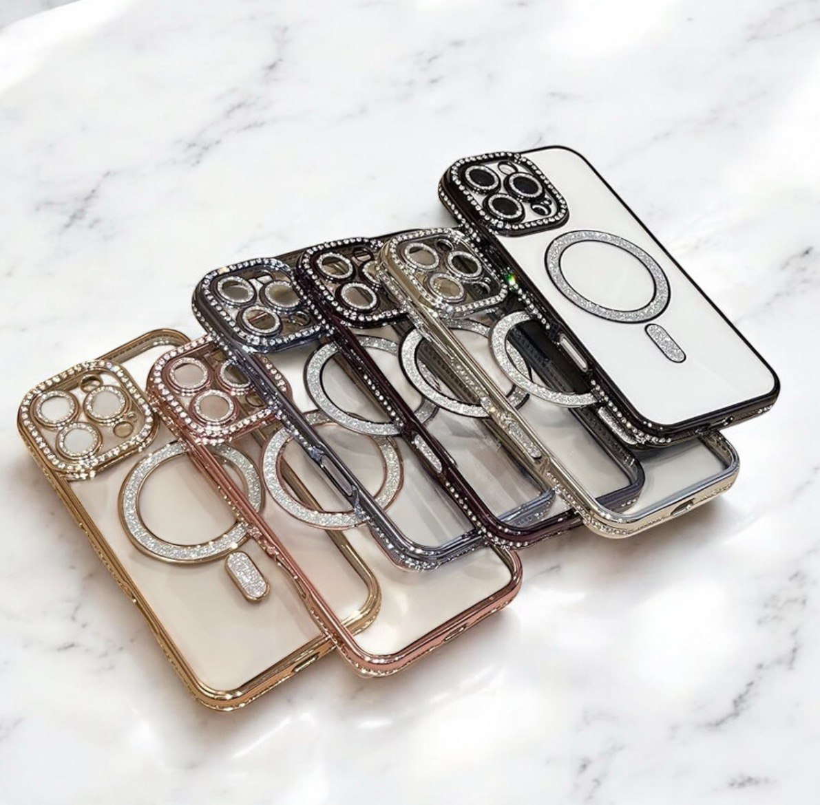 Husa iPhone 16 Pro Max, MagSafe, Luxury Cristal cu Margini Colorate