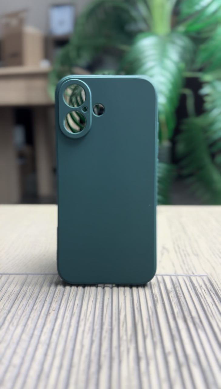 Husa iPhone 16, Verde Inchis, Silicon Soft, Interior Microfibra