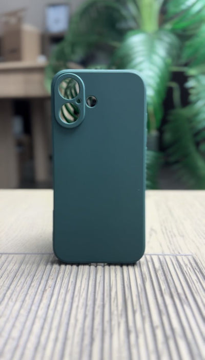 Husa iPhone 16 Pro, Silicon Soft, Interior Microfibra, Verde Inchis